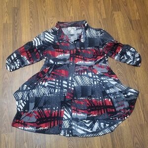 Joseph Ribkoff Women’s 14 Abstract Print Tunic Top Red Black White A16